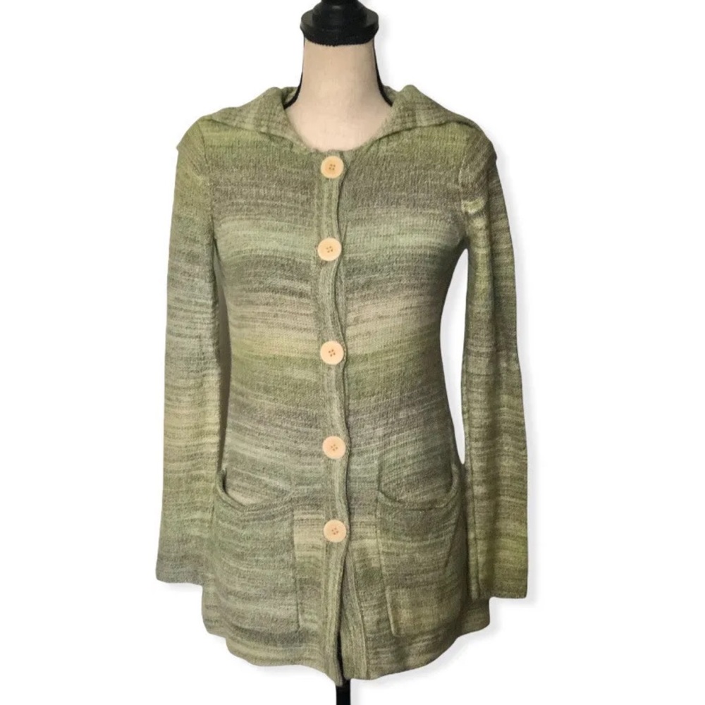 Sundance Cardigan Sweater XS Green Cotton Button Duster